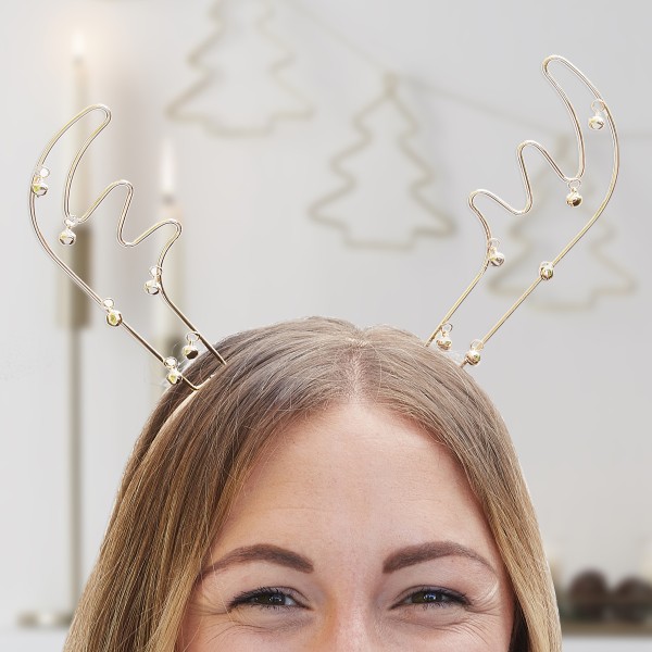 1 Headbands - Antler with Bells - Gold Wire