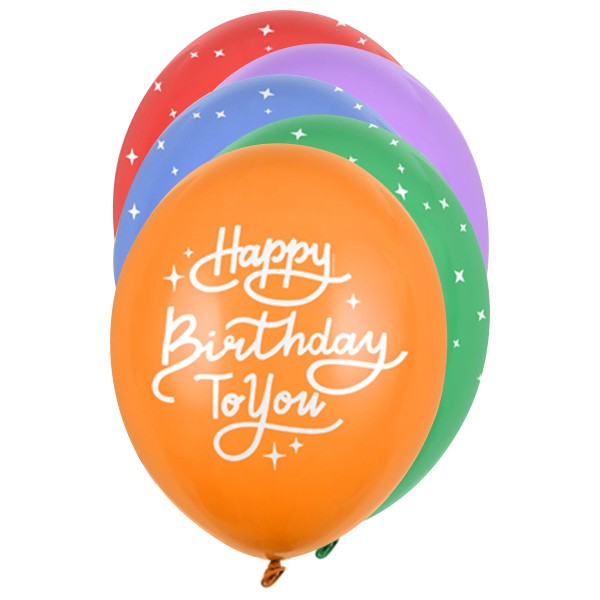 6 Motivballons - Ø 30cm - Happy Birthday to You