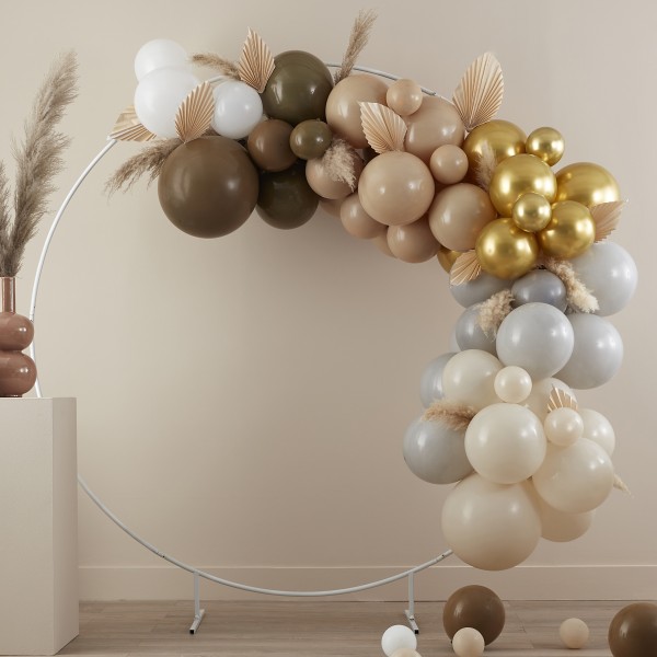1 Balloon Arch - Paper Fans - Taupe, Brown &amp; Nude