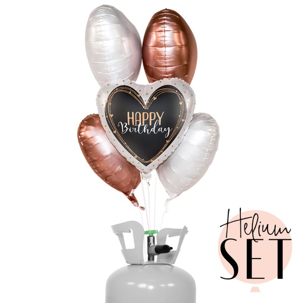 Helium Set - Happy Birthday Elegant Hearts