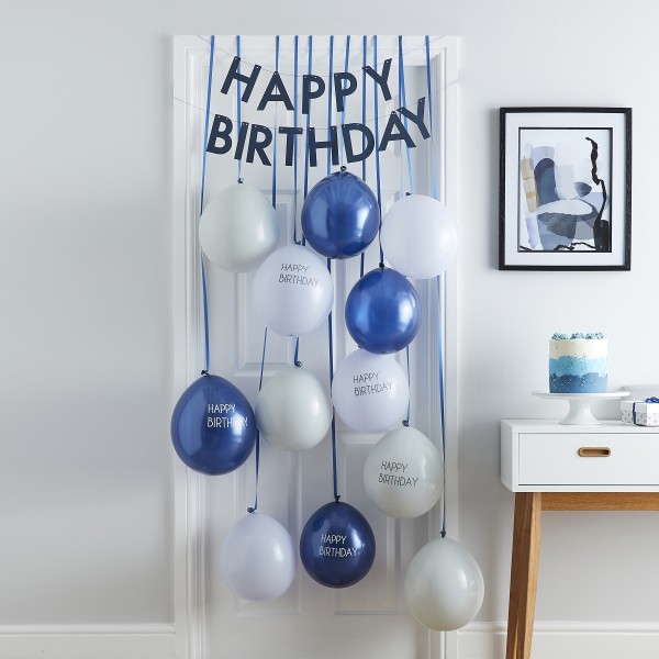 1 Balloon Door Kit - Happy Birthday - Blue