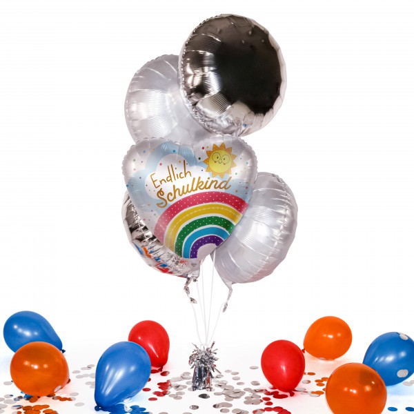 Heliumballon in a Box - Endlich Schulkind Regenbogen
