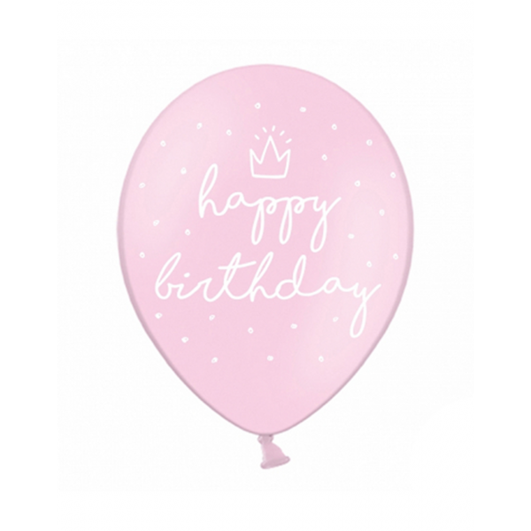 6 Motivballons - Ø 30cm - happy birthday - Rosa