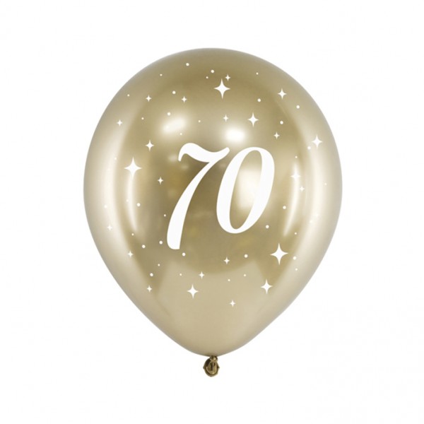 6 Motivballons - Ø 30cm - Glossy Gold - 70