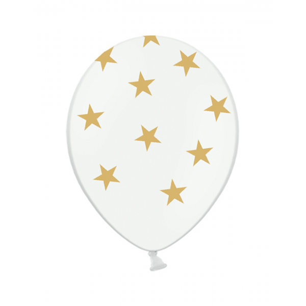 50 Motivballons - Ø 30cm - Stars - White