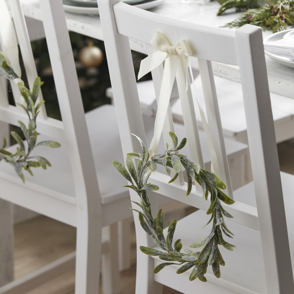 4 Chair Decorations - Mistletoe Foliage Hoop