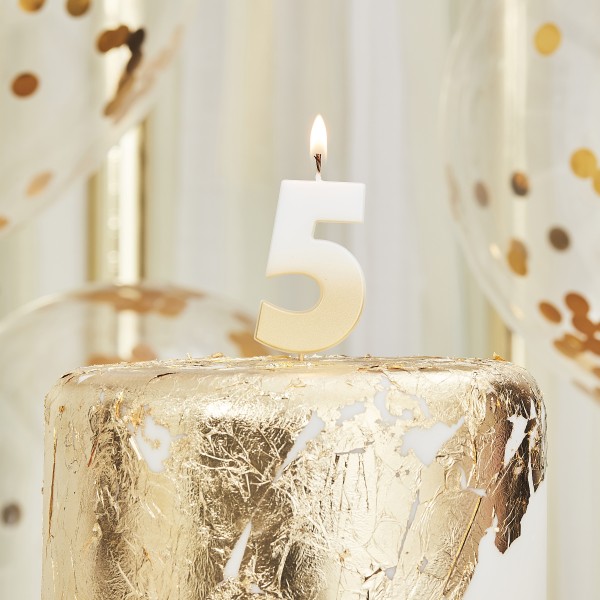1 Gold Ombre Number Candle - 5