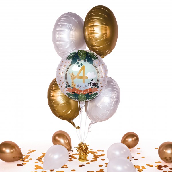 Heliumballon in a Box - Jungle Friends - Vier
