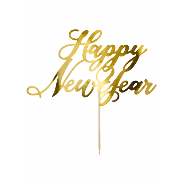 1 Cake Topper - Happy New Year - Gold