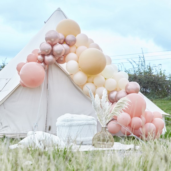 1 Balloon Arch - Large - Rose Gold Chrome &amp; Nude