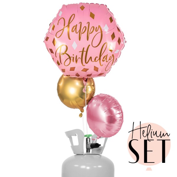 Helium Set - Rose Gold Blush Birthday