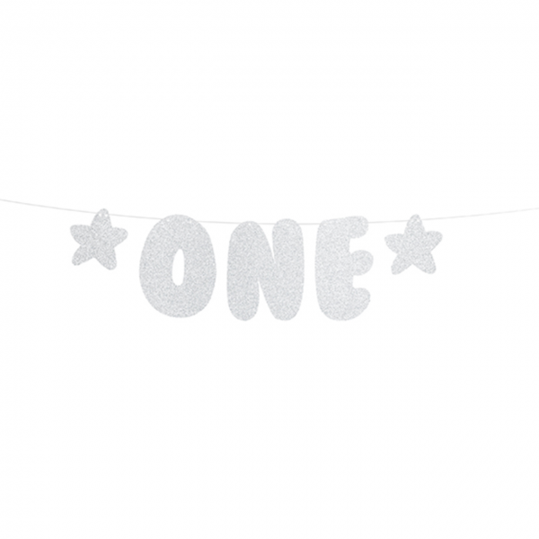 1 Bannergirlande - First Birthday - Glittersilber
