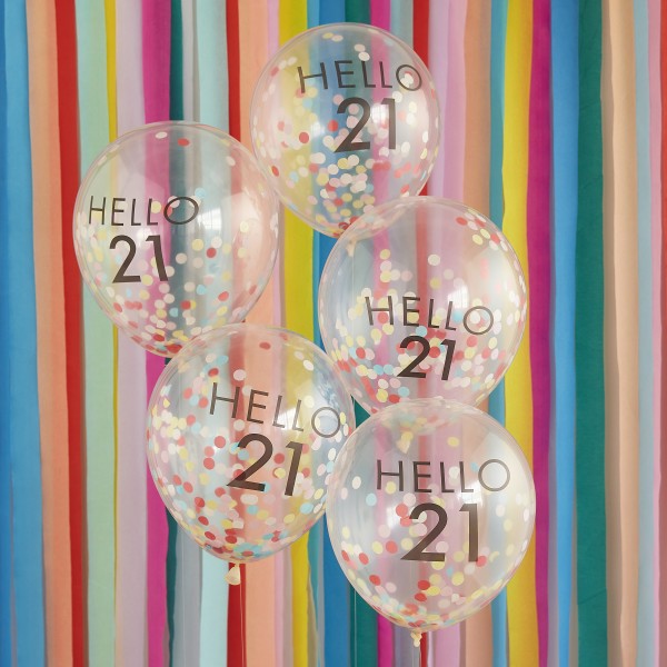 5 Balloons Hello 21 Milestone - Brights