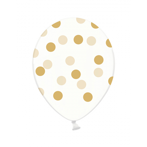 6 Motivballons Clear - Ø 30cm - Dots - Gold