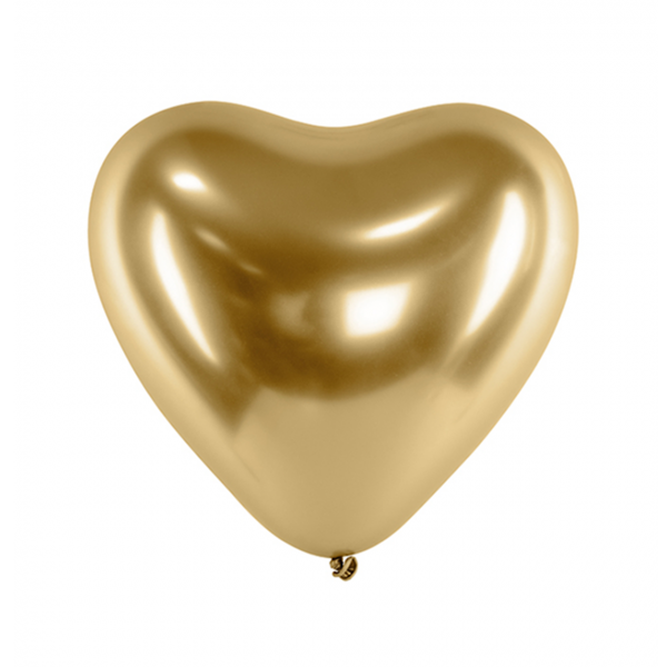 50 Herzballons - Ø 27cm - Glossy - Gold