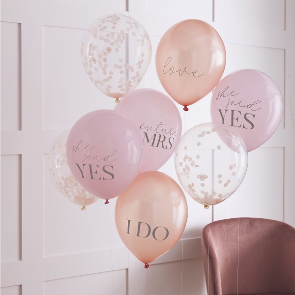 8 MIXed pack of hen party slogan &amp; confetti balloons