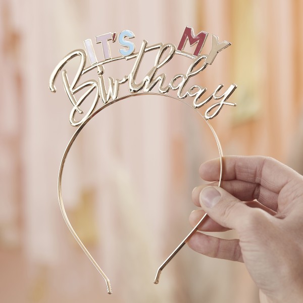 1 Headband - It&#039;s My Birthday - Gold and Pastel