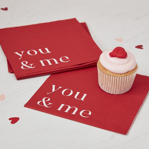 16 Napkin - Red With White Print