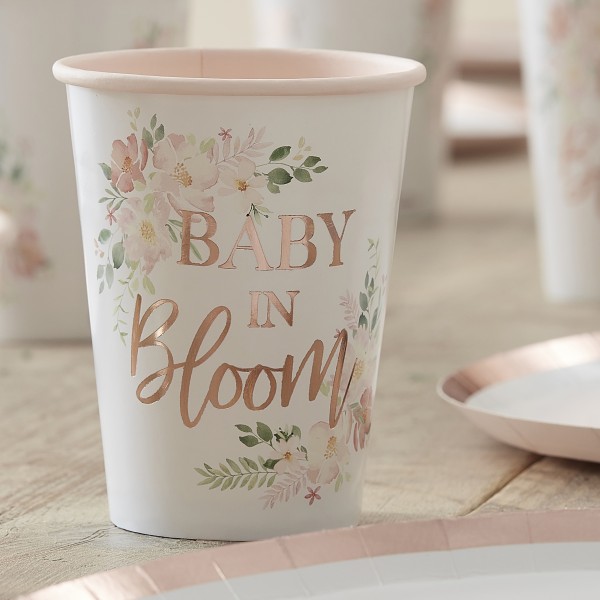 8 Cups - Floral Baby in Bloom - Foiled