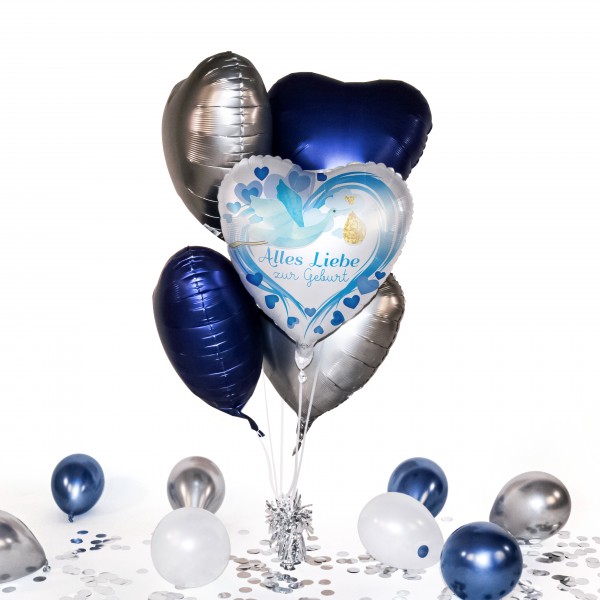Heliumballon in a Box - Alles Liebe zur Geburt Blau