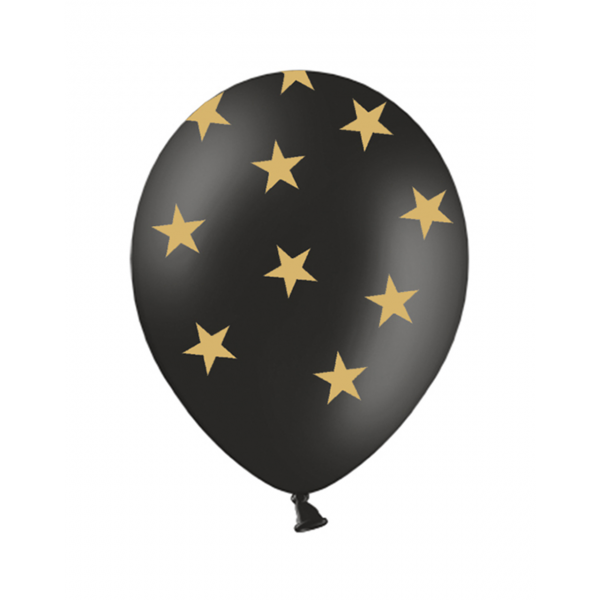 6 Motivballons - Ø 30cm - Stars - Black