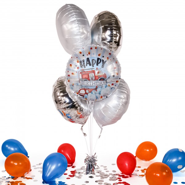 Heliumballon in a Box - Happy Fire Engine - Birthday