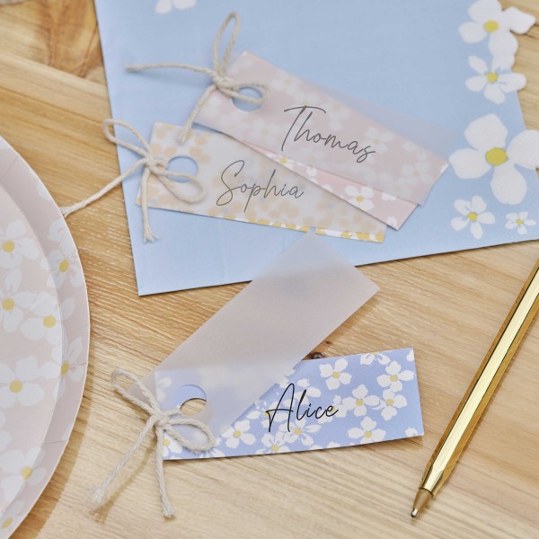Place Cards - Blossom Print Place Cards with Vellum Paper