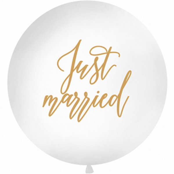 1 Riesenballon - Ø 1m - Just Married - Gold
