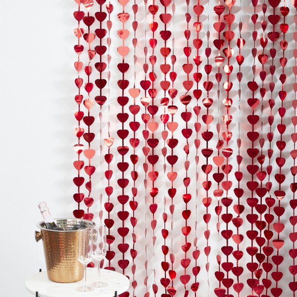 1 Backdrop - Red Heart Fringe Curtain
