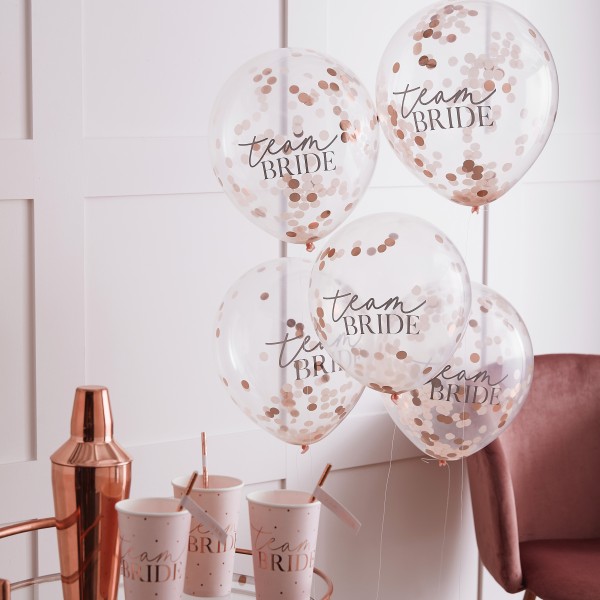 5 Confetti &#039;Team Bride&#039; balloons