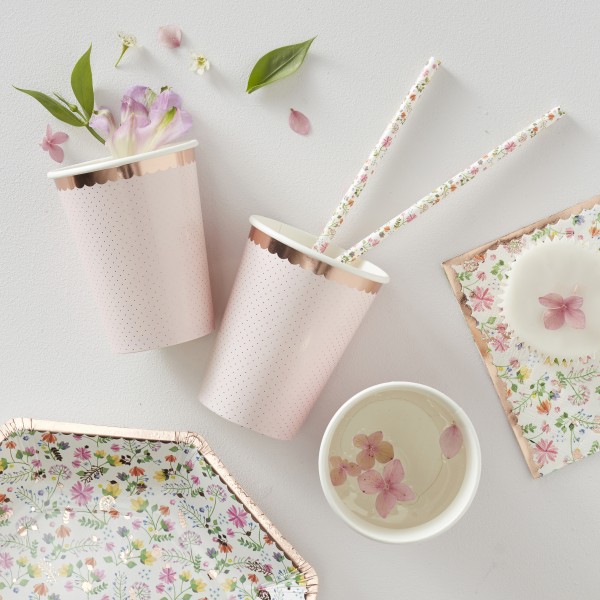 8 Paper Cups - Cup - Polka Dot - Rose Gold