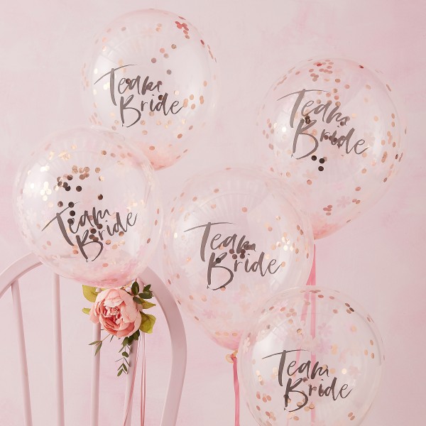 5 Balloons - Confetti Balloons - Team Bride