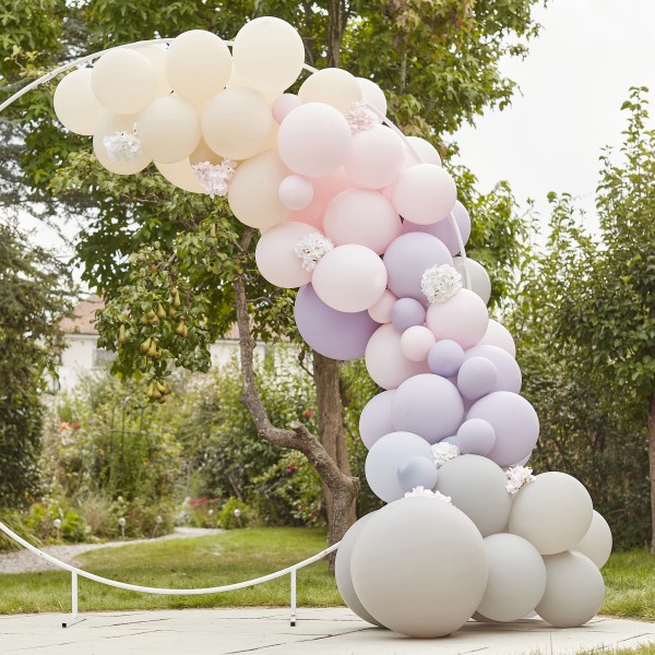 1 Balloon Arch - Pink, Lilac &amp; Matte Grey