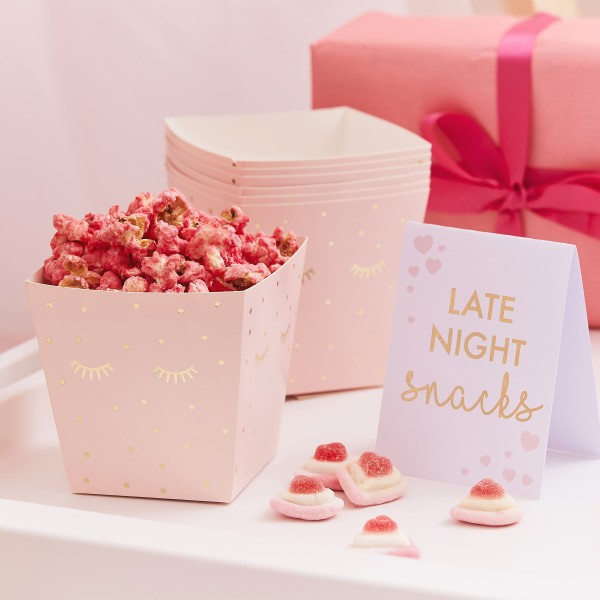 9 Late Night Snack Bar Kit with white chalkboard, pink chalk and gold foiled snack boxes