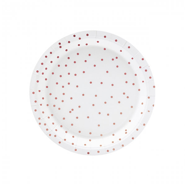 6 Pappteller Trend - Ø 18cm - Dots Weiß