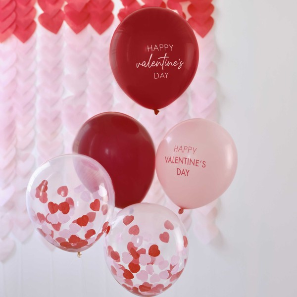 Balloon Bundle - 5pk Pink, Red &amp; Confetti