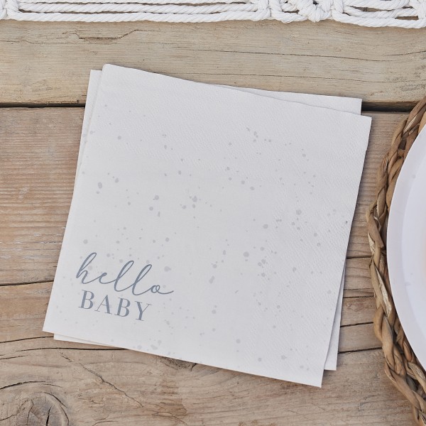 16 Eco Paper Napkins - Hello Baby Cloud and Speckle - Cream &amp; Grey