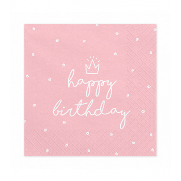 20 Servietten Trend - 33cm - Happy Birthday Rosa