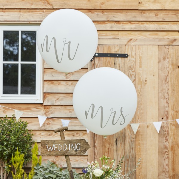 2 Balloons - 36&quot; - Mr and Mrs