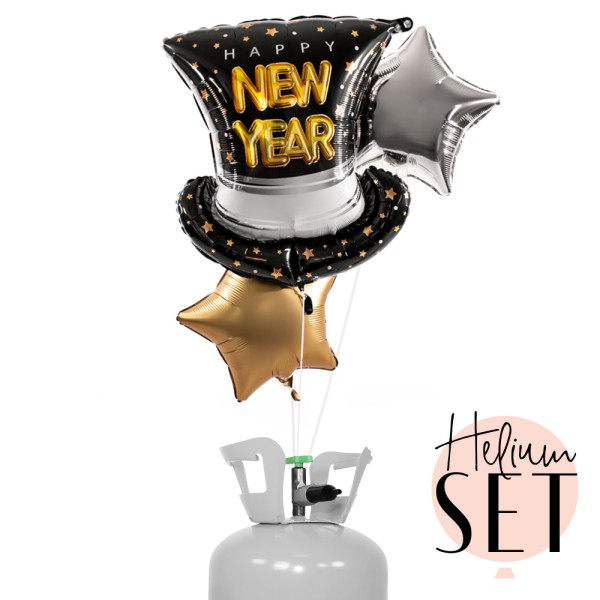 Helium Set - HNY Pop Clink Cheers Top Hat