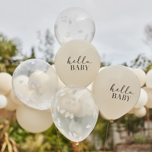 5 Balloon Bundle - Hello Baby and Confetti Clouds