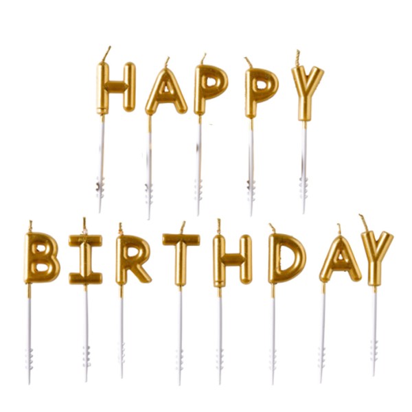 13 Kuchenkerzen - Happy Birthday gold