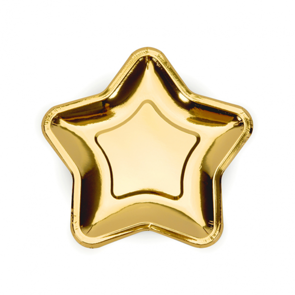6 Pappteller Trend - Ø 18cm - Star - Gold