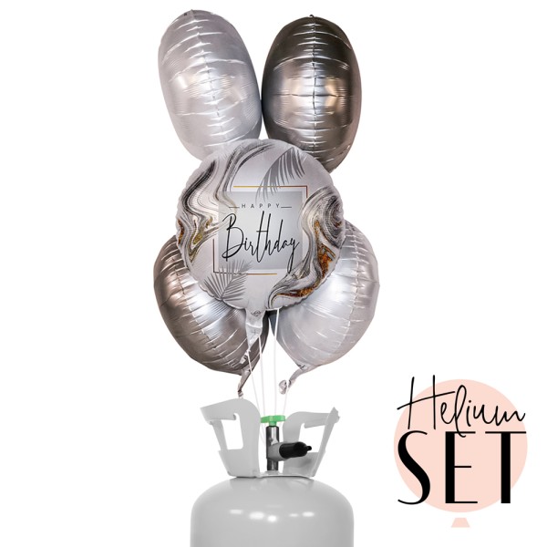 Helium Set - Modern Silver Birthday