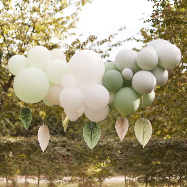 1 Balloon Garland - Hanging Paper Fans - Mint