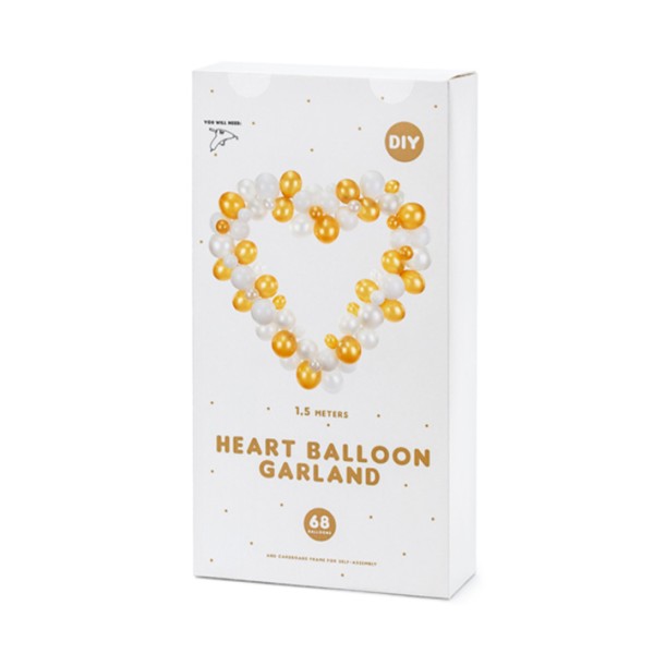 1 Ballonset - Herzbogen - White &amp; Gold