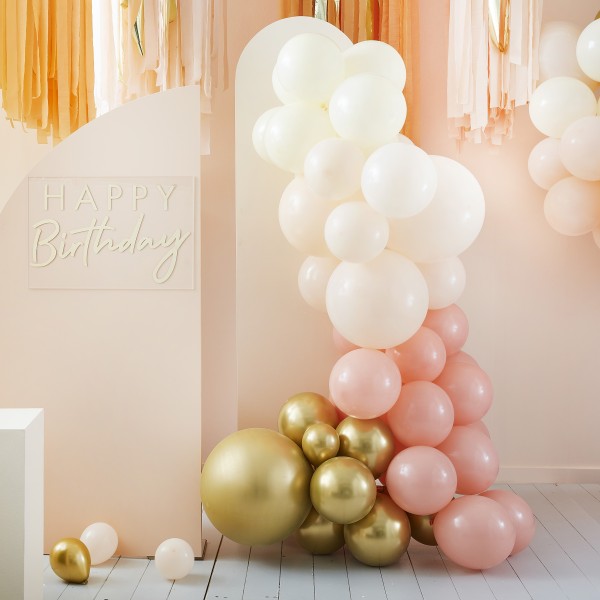 1 Balloons - Peach and Gold Balloon Arch