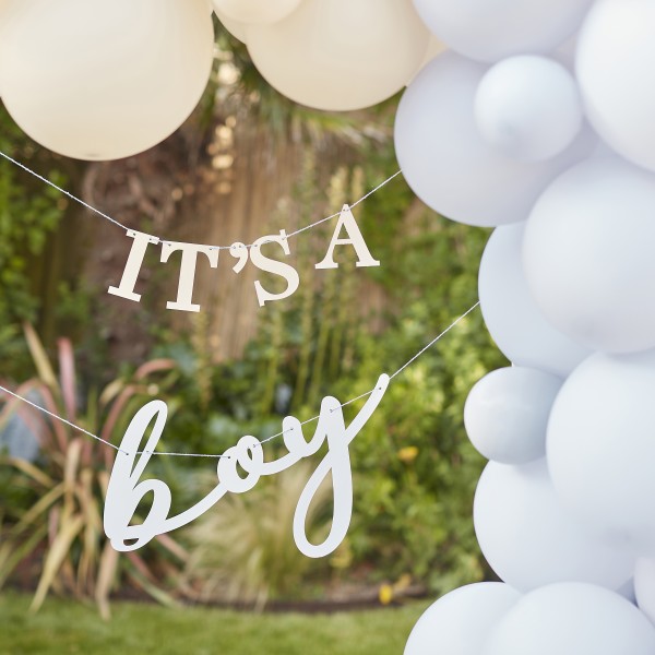 1 Eco Bunting - It&#039;s A Boy - White &amp; Blue