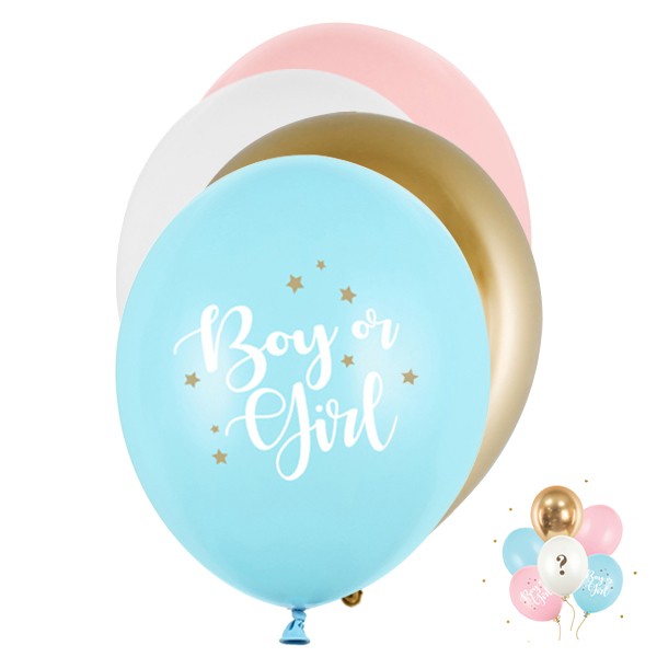 6 Motivballons - Ø 30cm - Boy or Girl