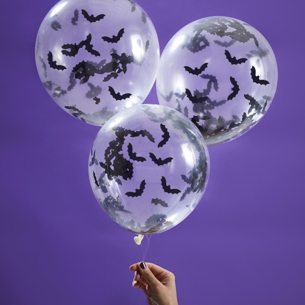 5 Balloons - Confetti Balloons- Bats